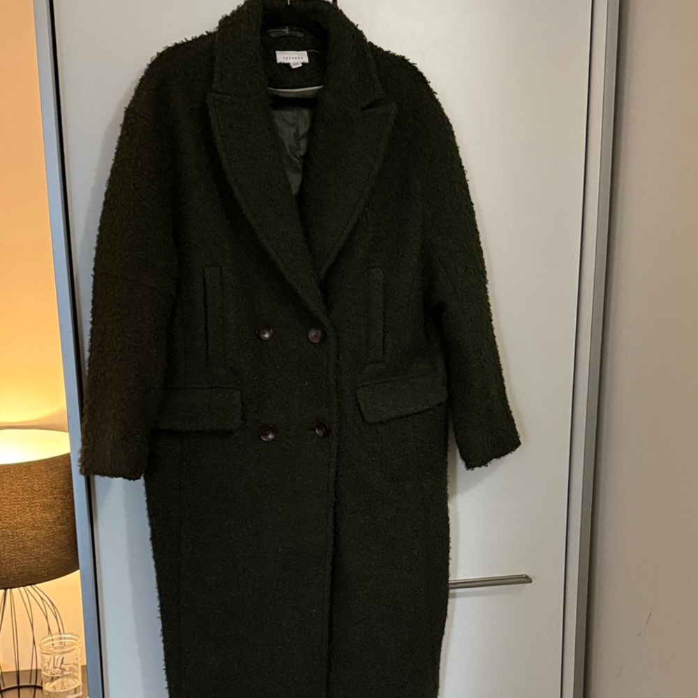 Women's Dark Green Double-Breasted Coat